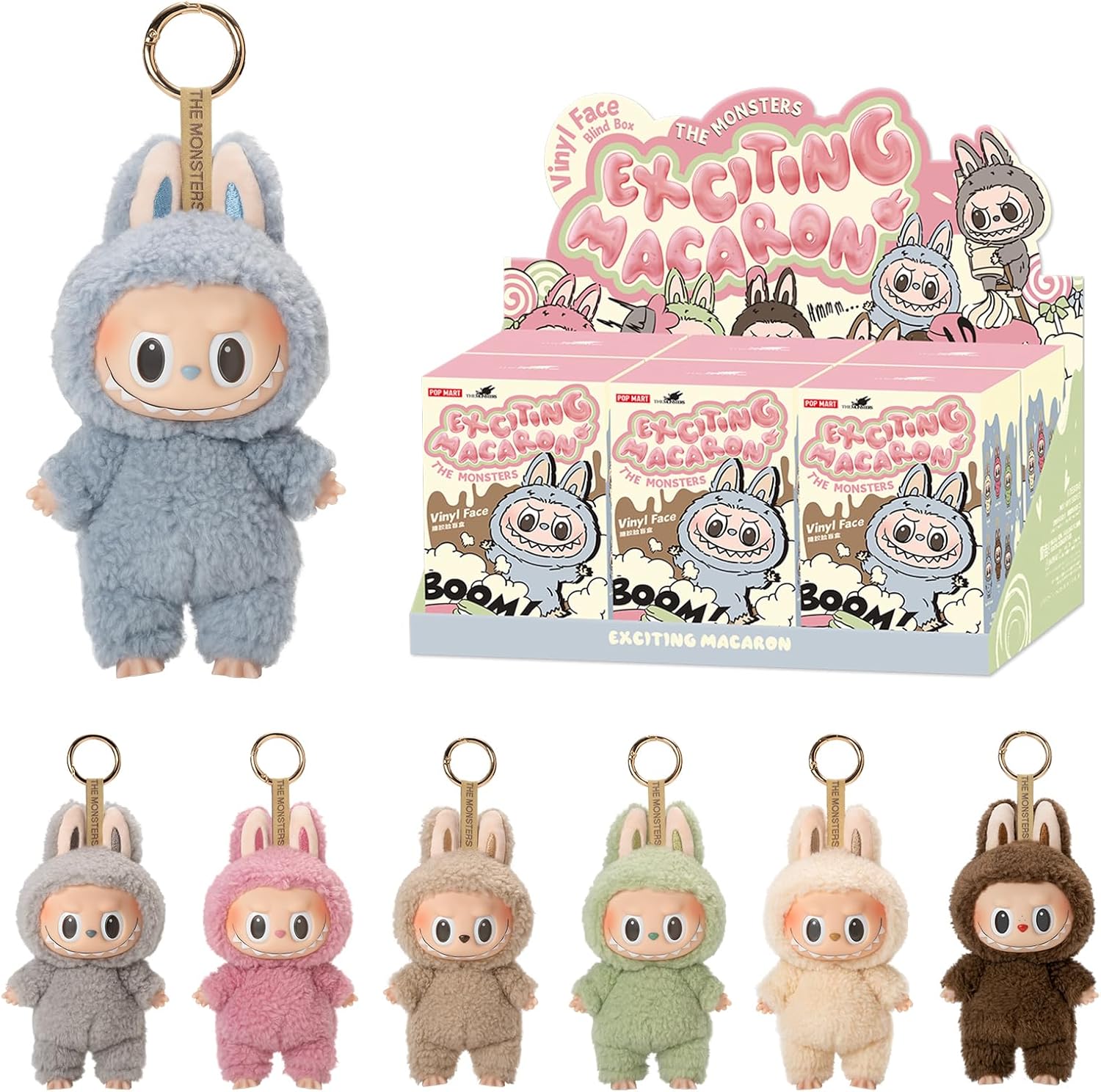 POP MART The Monsters - Exciting Macarons Vinyl Face Blind Box, 6PCs The Monsters Blind Box Figures, Random Design Action Figures Collectible Toys Home Decorations, Whole Set